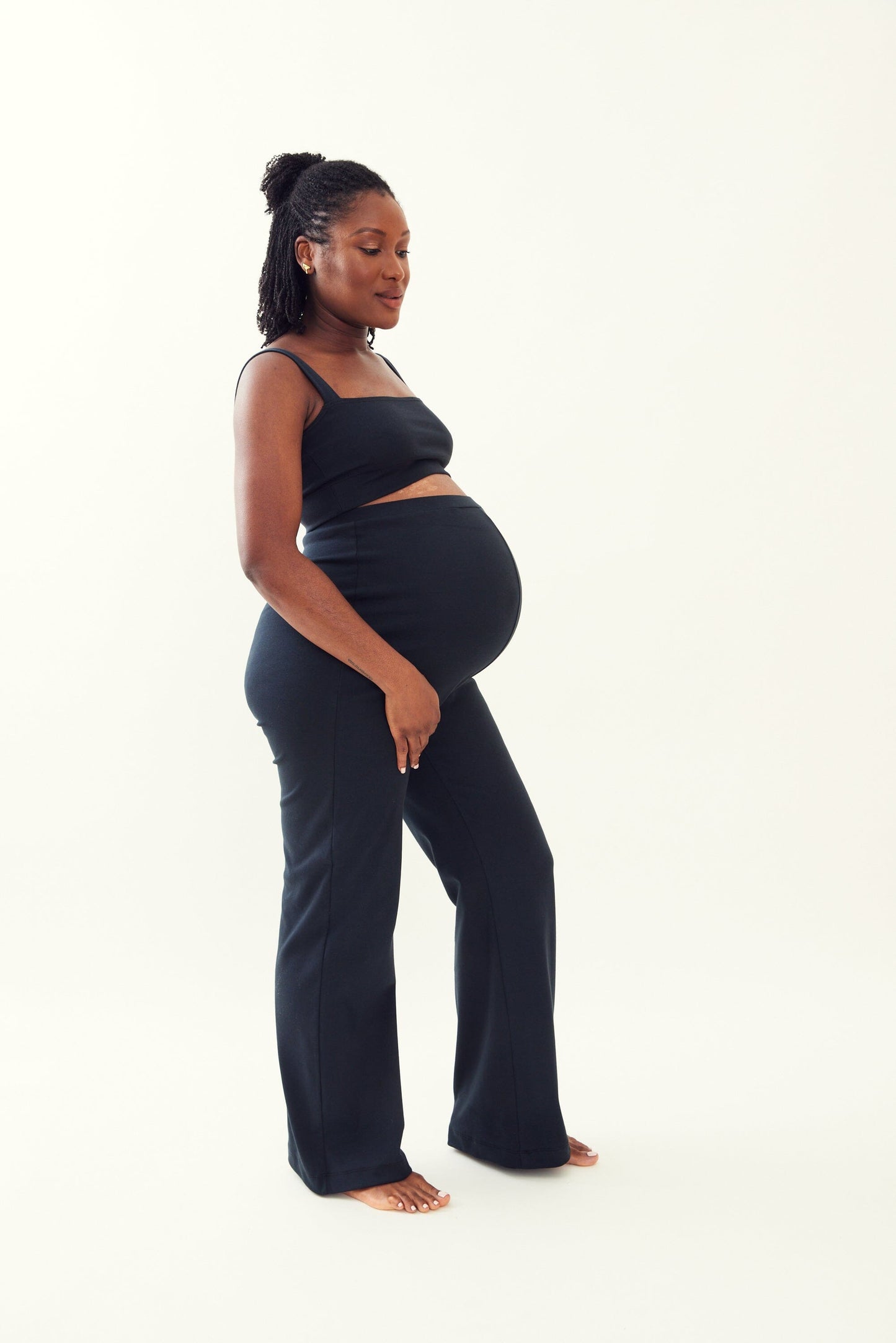 M Street Maternity's Zahra Over Belly Maternity Pant in Navy Black